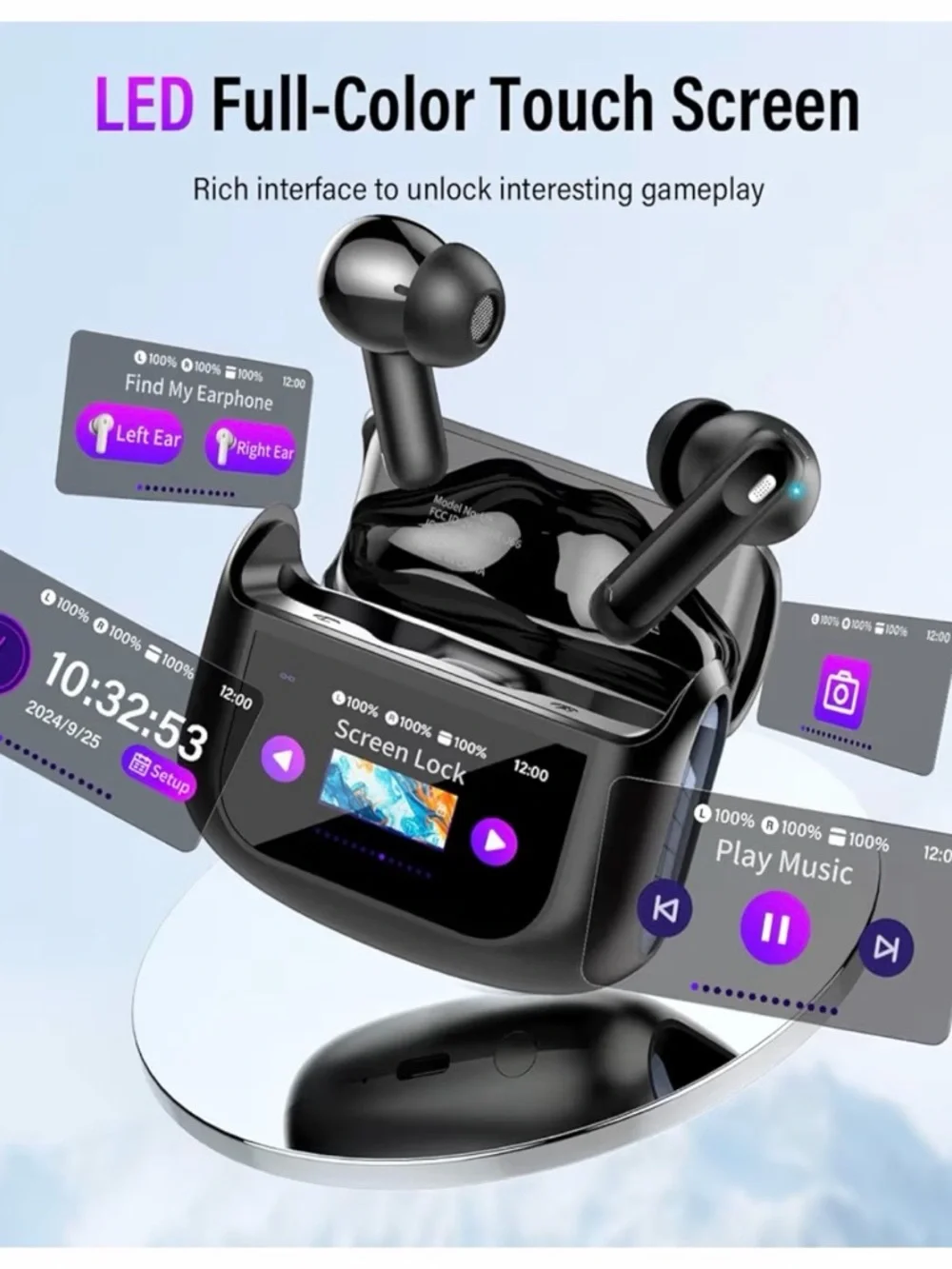 Thunelec Tru9 Bluetooth Wireless Earbuds Black color